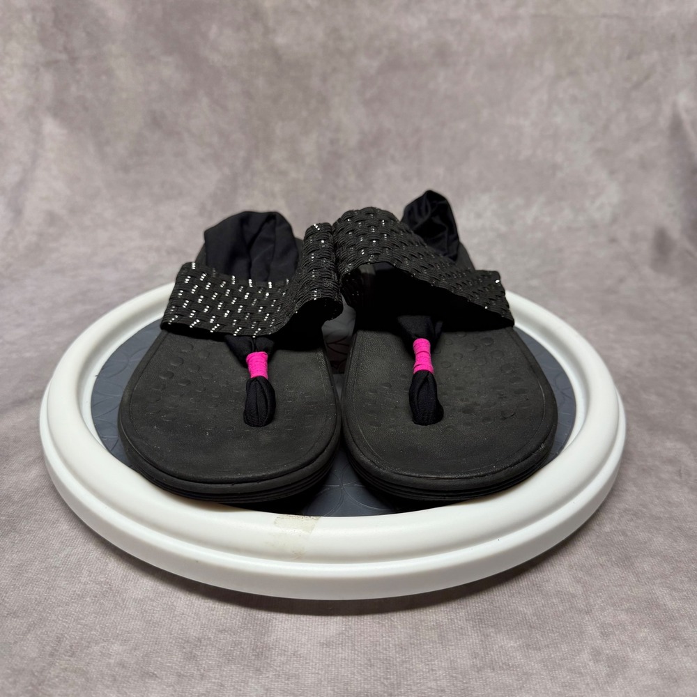 Vionic Black & Pink Serena Tia Slingback Flip‎ Flops Women 8 332TIA/ASR1304